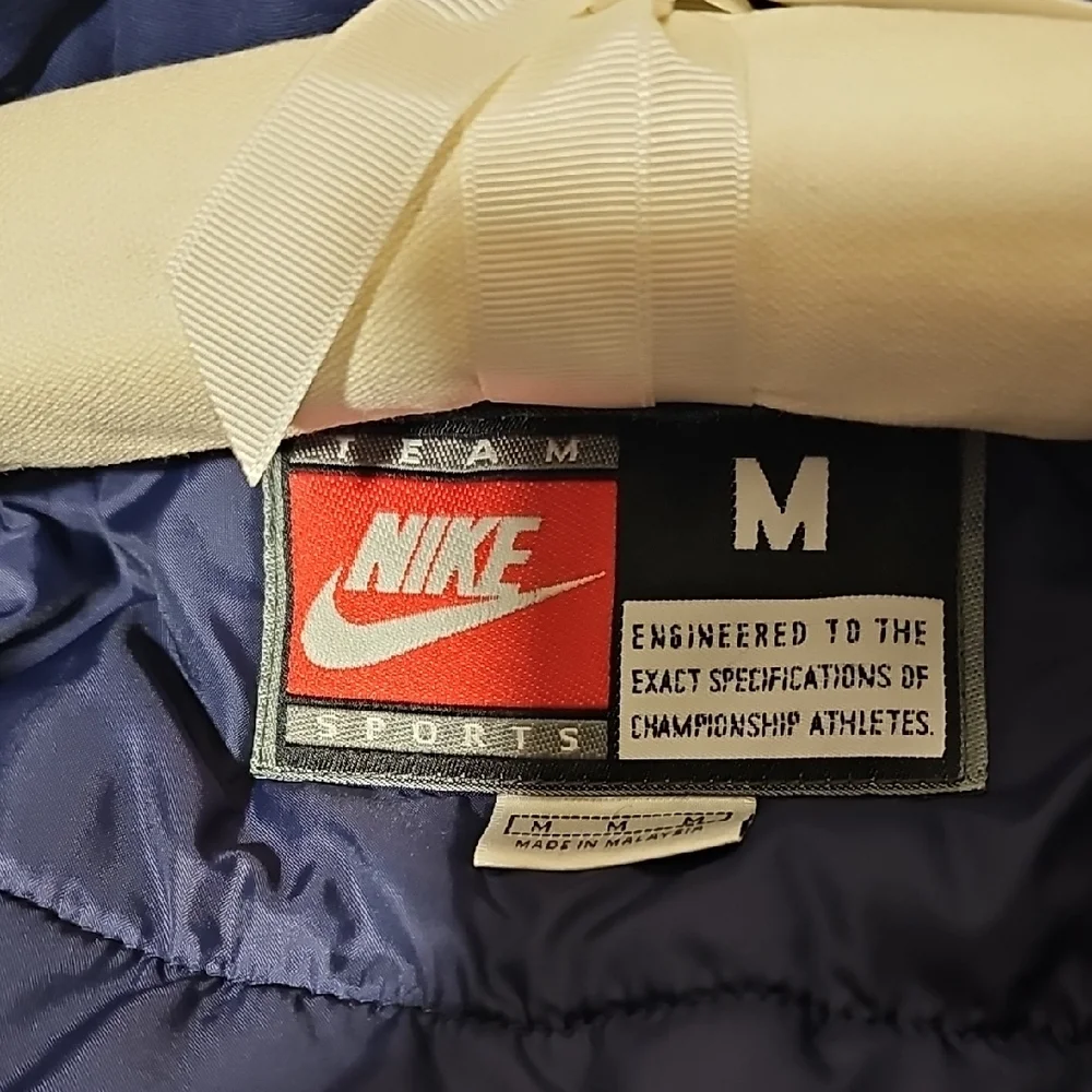 Nike Men's Blue Varsity Jacket with Yellow Accents - Picture 2 of 4